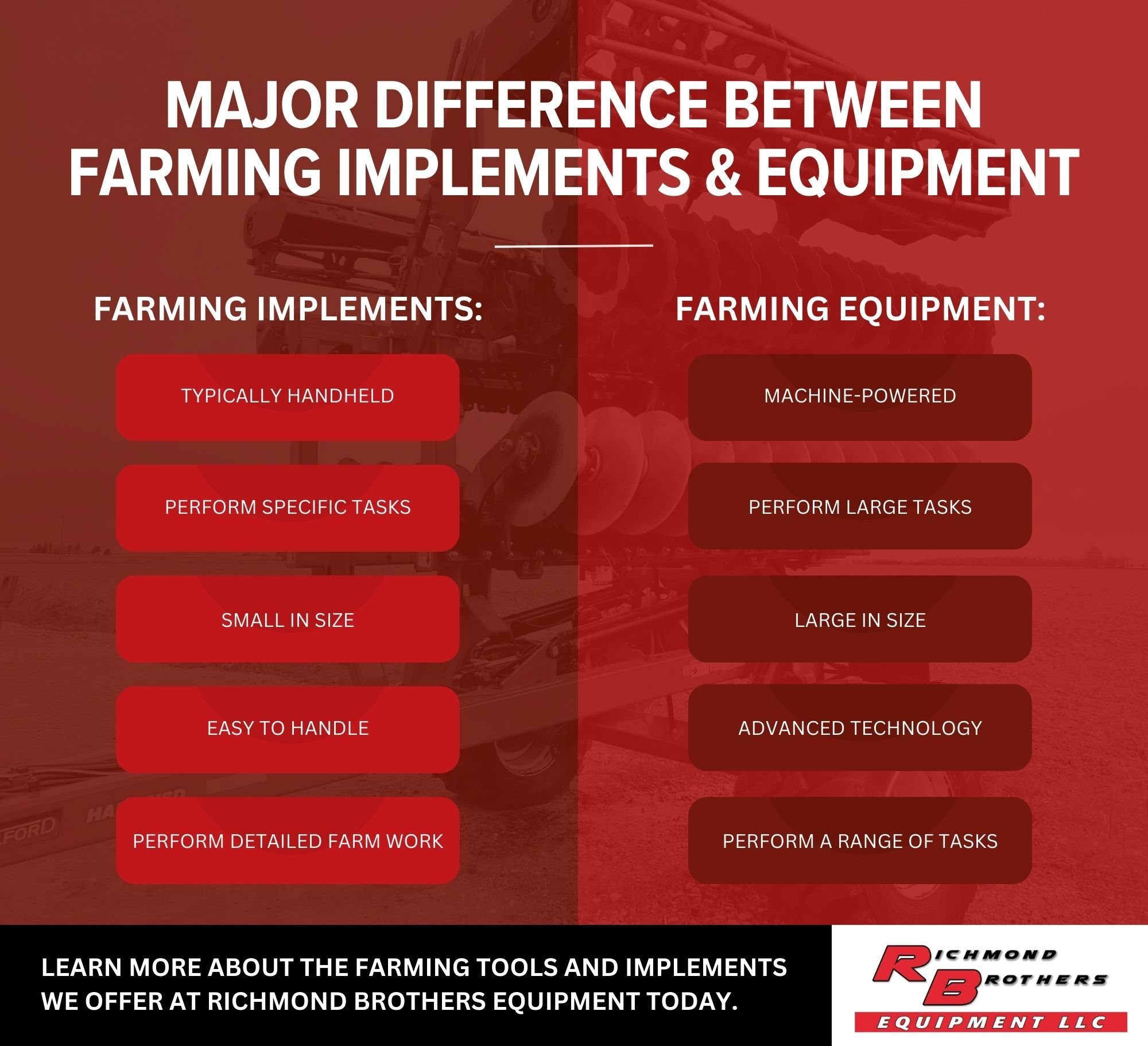 MAJOR DIFFERENCE BETWEEN FARMING IMPLEMENTS & EQUIPMENT Richmond